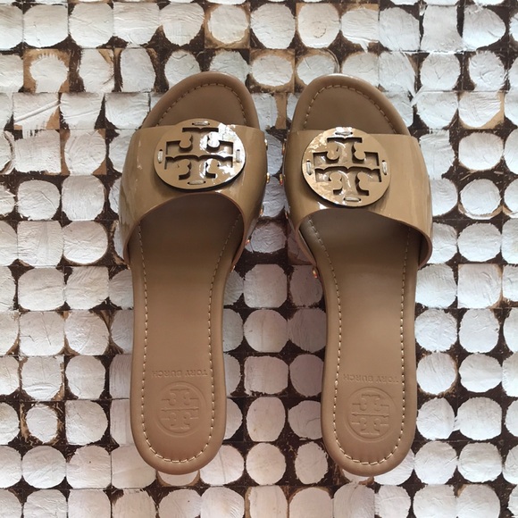 Tory Burch Shoes - Tory Burch Patti Wedge - Sand Patent 6.5